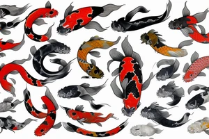 One large Koi surrounded by Dragon tattoo idea