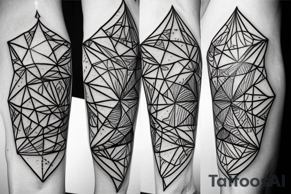 Geometric abstraction with life is beutiful tattoo idea