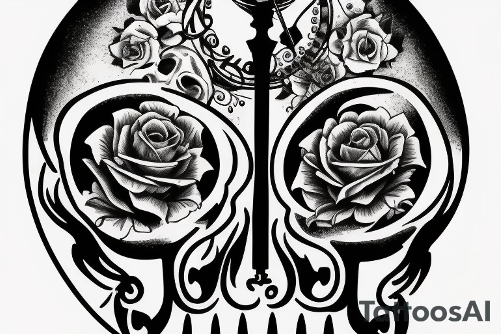 Memento mori skull with a hourglass tattoo idea
