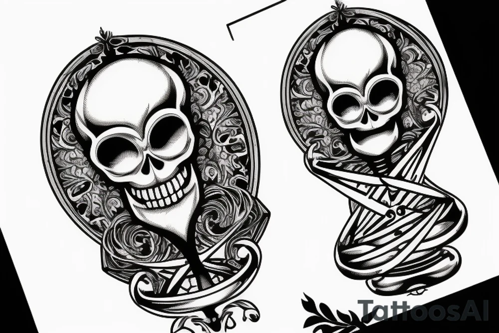 Memento mori skull with a hourglass tattoo idea