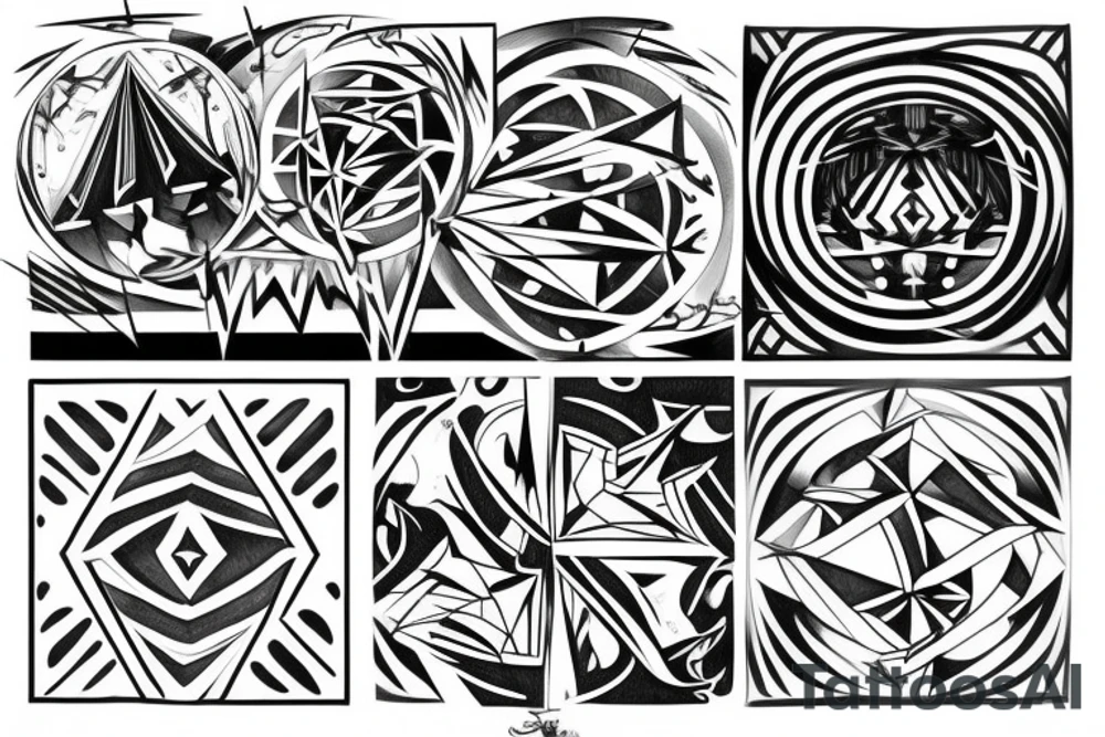 Geometric abstraction with life is beutiful tattoo idea