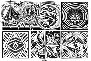 Geometric abstraction with life is beutiful tattoo idea