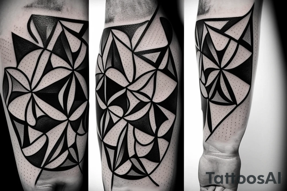 Geometric abstraction with life is beutiful tattoo idea