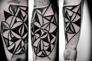 Geometric abstraction with life is beutiful tattoo idea