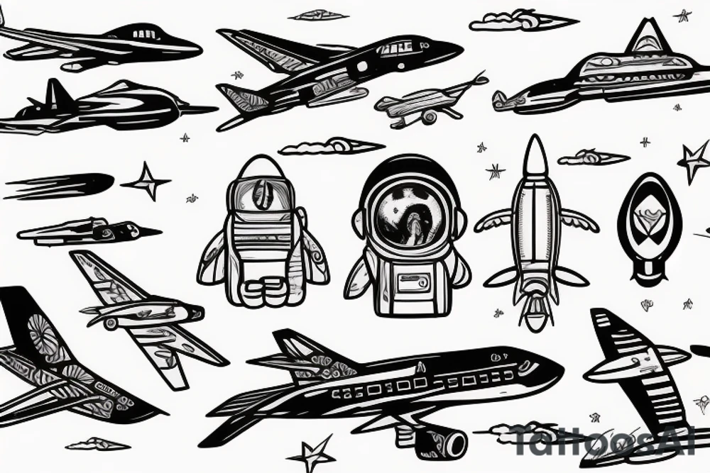 Aircraft animals airspace astronaut god tattoo idea