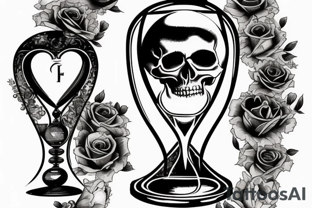 skull inside a hourglass tattoo idea
