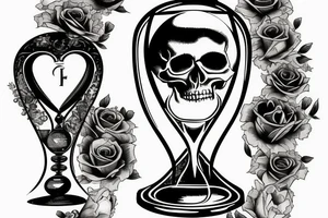 skull inside a hourglass tattoo idea