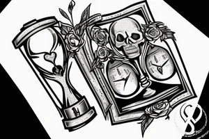 skull inside a hourglass tattoo idea