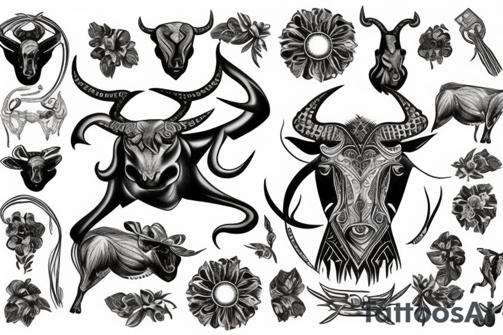 Strong taurus in background of the life tattoo idea