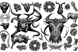 Strong taurus in background of the life tattoo idea