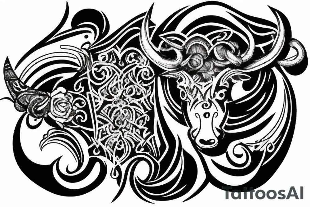 Strong taurus in background of the life tattoo idea
