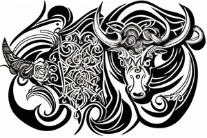Strong taurus in background of the life tattoo idea
