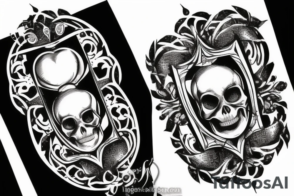 skull inside a hourglass tattoo idea