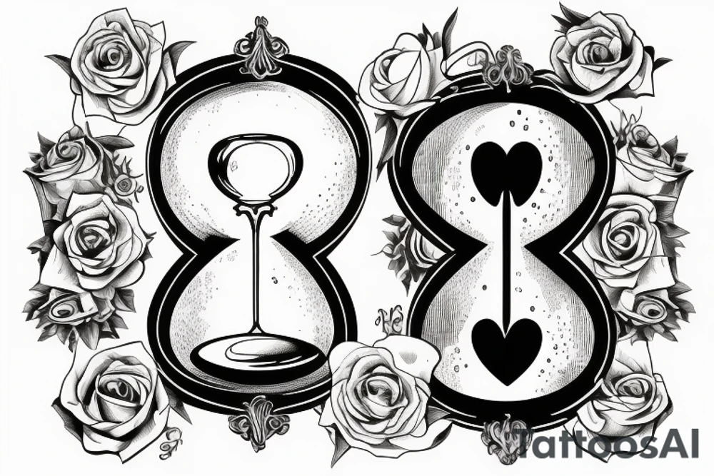 skull inside a hourglass tattoo idea