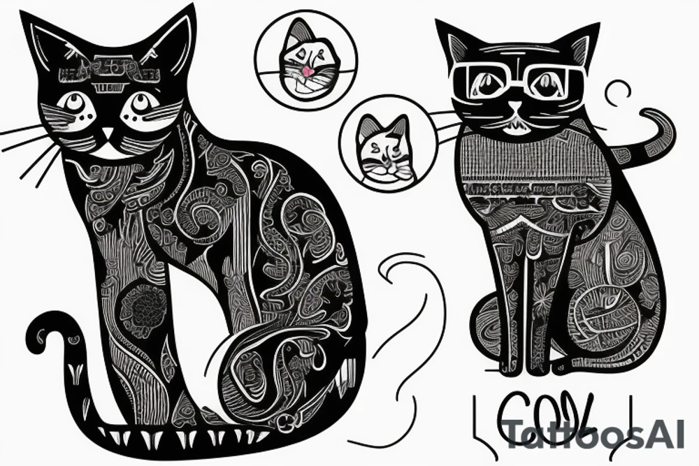 cat drinking tattoo idea