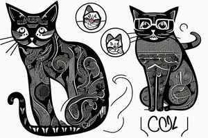 cat drinking tattoo idea