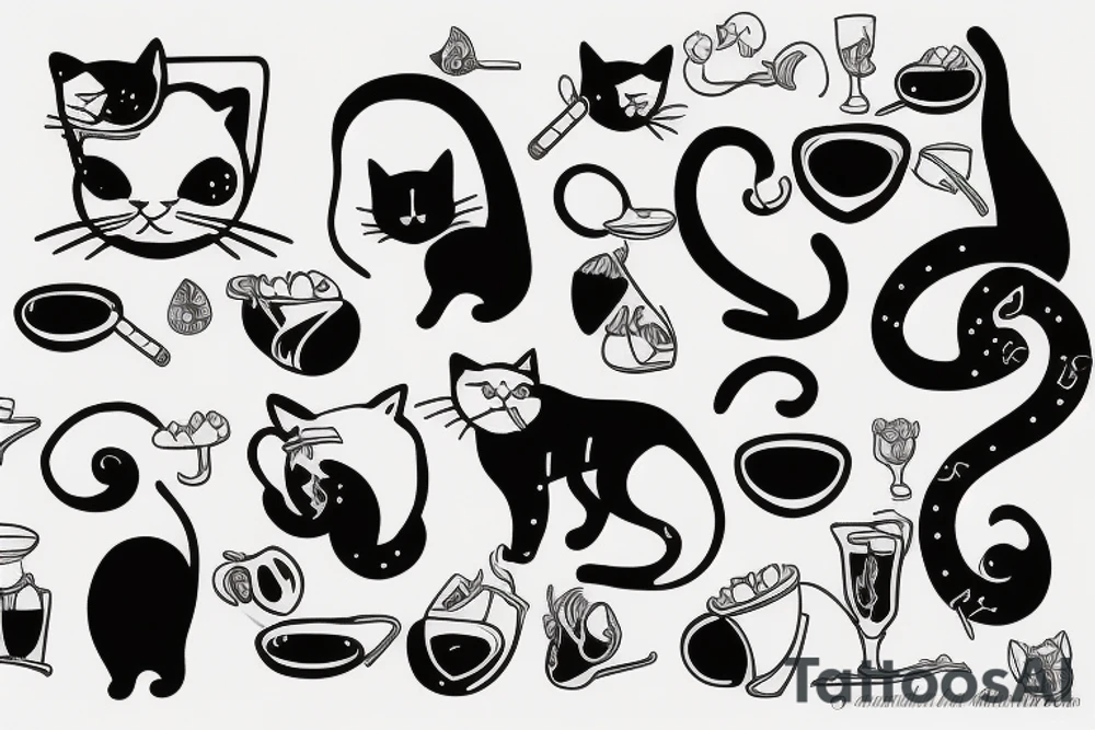 cat drinking tattoo idea