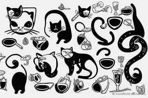 cat drinking tattoo idea