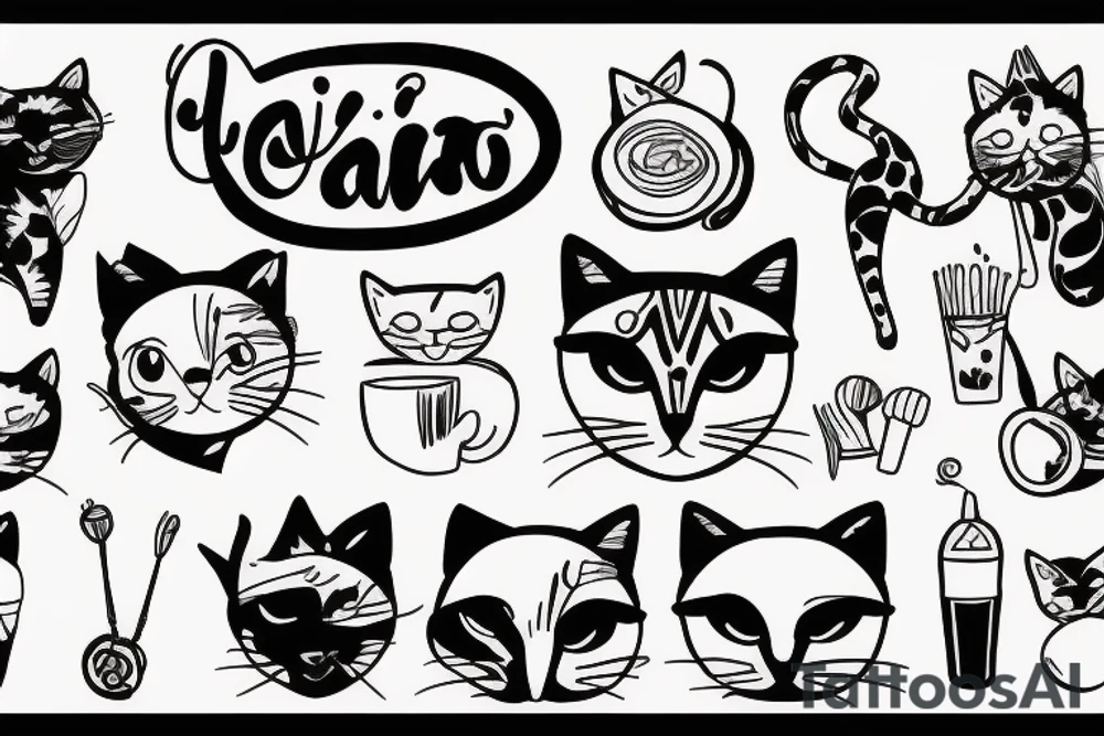 cat drinking tattoo idea