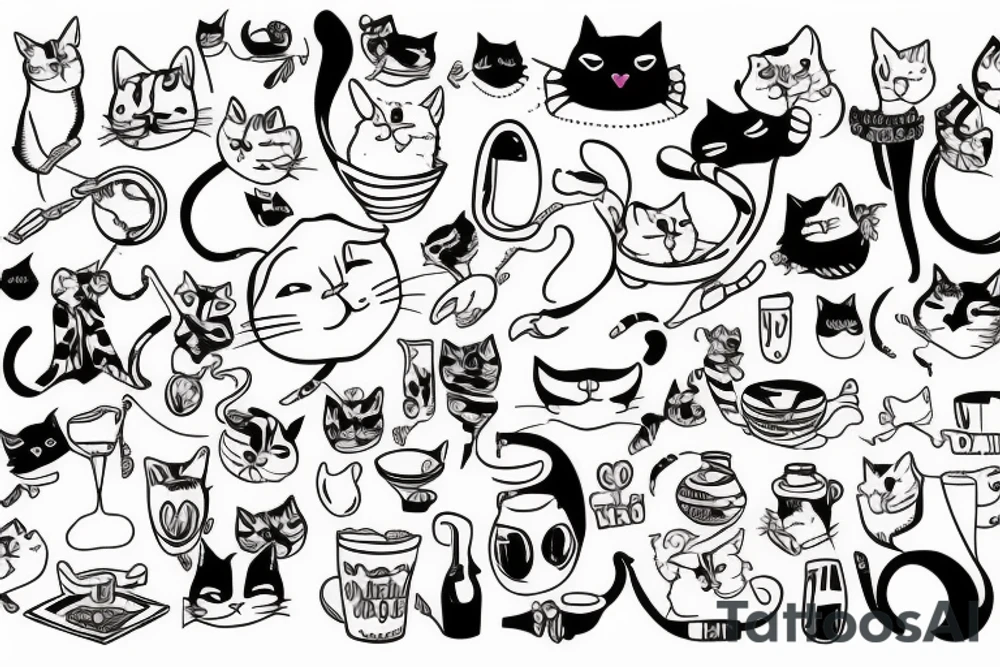cat drinking tattoo idea
