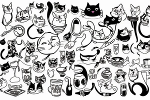 cat drinking tattoo idea