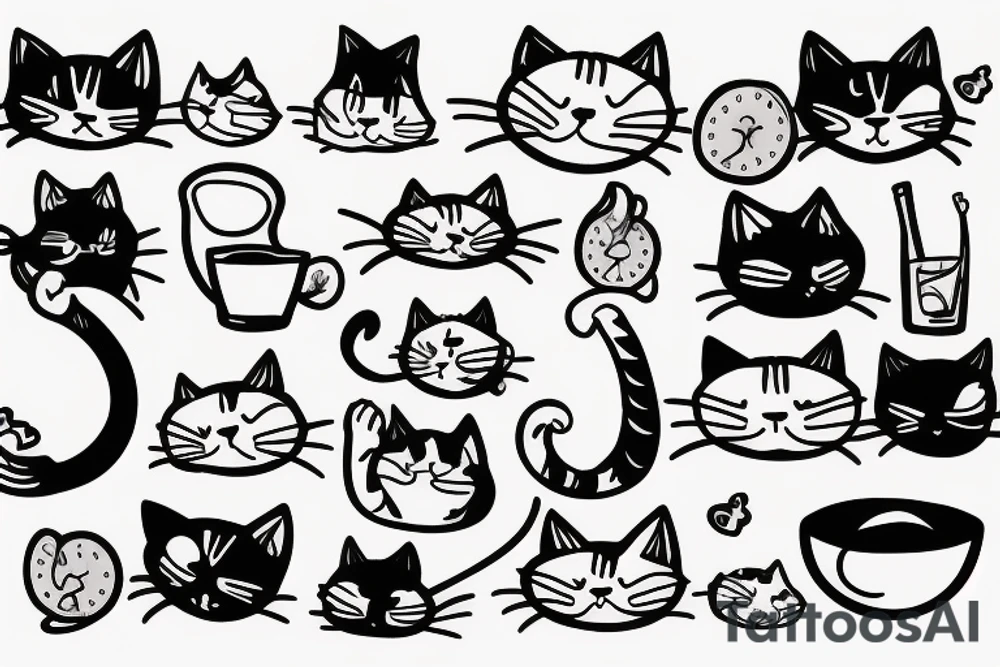 cat drinking tattoo idea