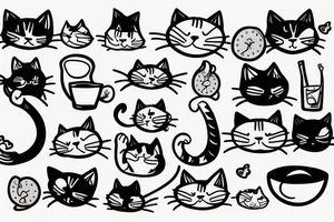 cat drinking tattoo idea