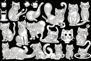 cat drinking alcohol tattoo idea
