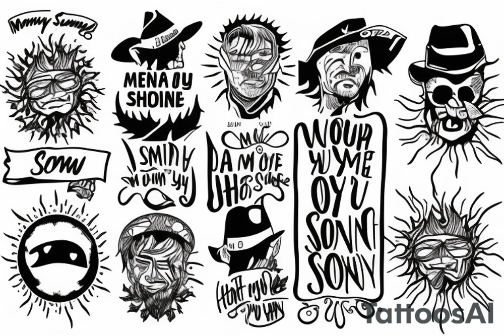 Canada with a sun with words you are my sunshine men tattoo idea