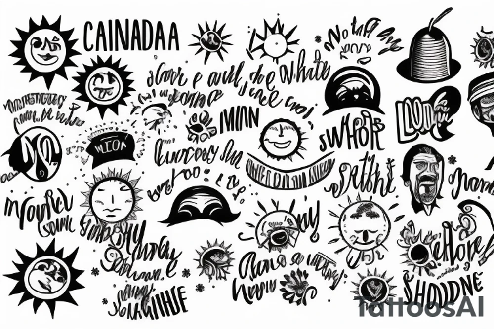 Canada with a sun with words you are my sunshine men tattoo idea
