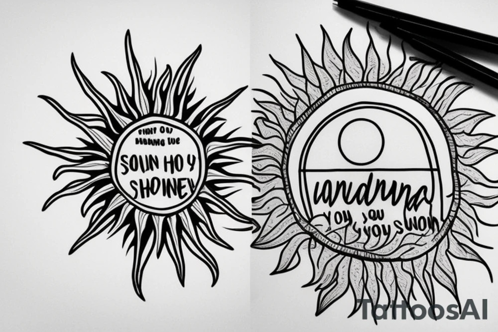 Canada with a sun with words you are my sunshine tattoo idea
