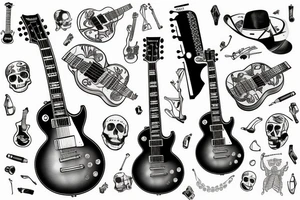 Guitar Les Paul standard with skeleton tattoo idea