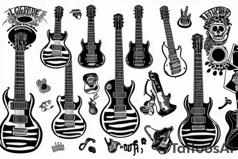 Guitar Les Paul standard with skeleton tattoo idea