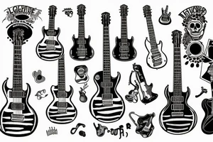 Guitar Les Paul standard with skeleton tattoo idea