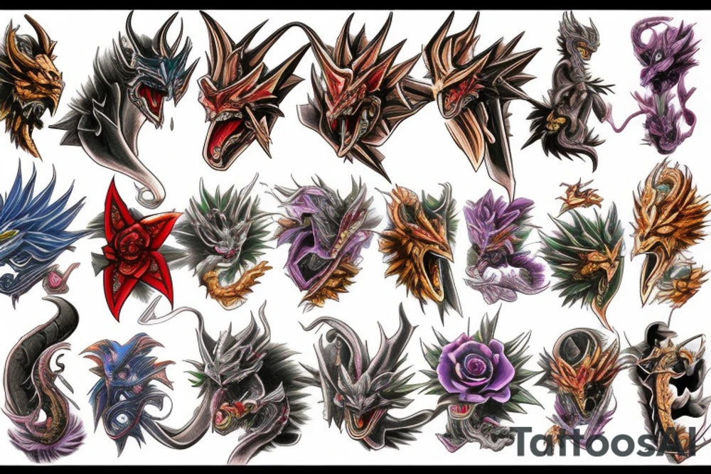 rose dragon yu gi oh tattoo idea