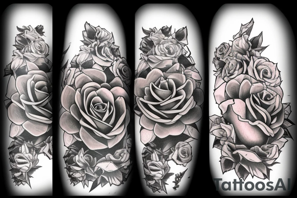 rose dragon from yu gi oh surrounded by rose bush and roses tattoo idea