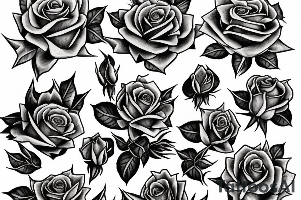 rose dragon from yu gi oh surrounded by rose bush and roses tattoo idea