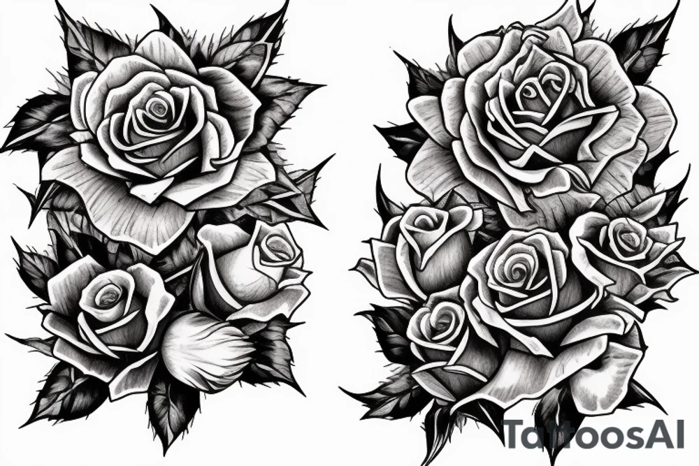 rose dragon from yu gi oh surrounded by rose bush and roses tattoo idea