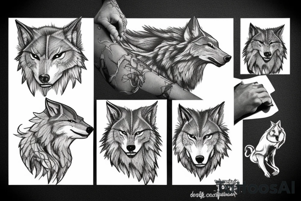 Lone Wolf with lightning tattoo idea