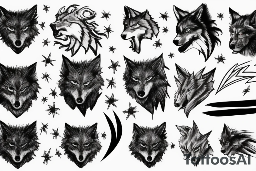 Lone Wolf with lightning tattoo idea