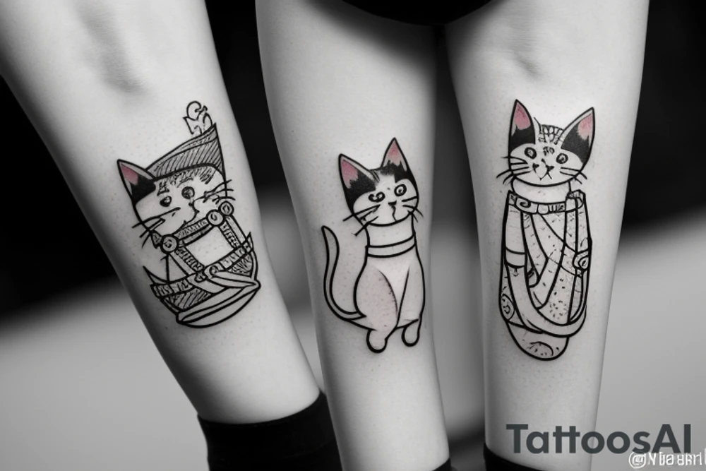 cat eating a hotdog tattoo idea