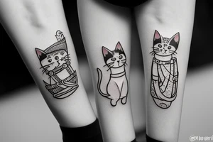 cat eating a hotdog tattoo idea