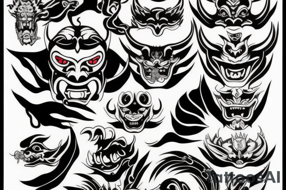 Japanese Demon Mask tattoo idea