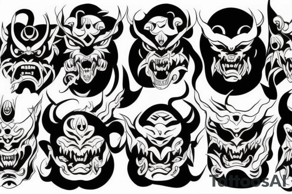 Japanese Demon Mask tattoo idea