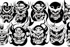 Japanese Demon Mask tattoo idea