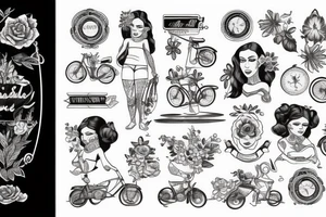Pai e filha andando de bicicleta tattoo idea