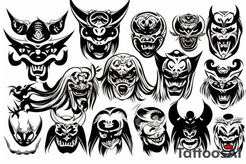 Japanese Demon Mask tattoo idea