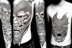 Japanese Demon Mask tattoo idea