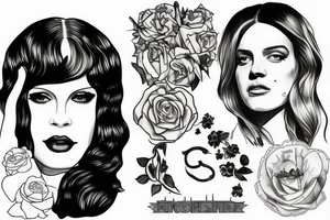 Mix of Lana del rey, Kendrick Lamar, Florence + the Machine, Rihanna, Travis Scott, the Neighbourhood, Harry Styles, A$AP Rocky inspired tattoo tattoo idea