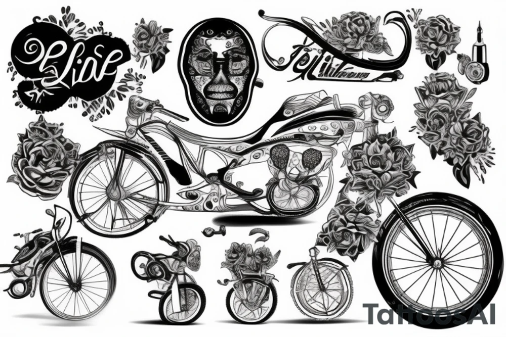 Pai e filha de bike tattoo idea